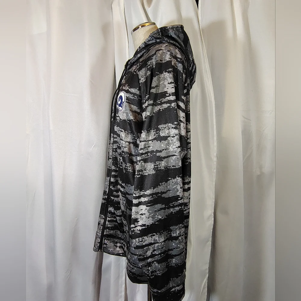 NFL Rams Hoodie, Men Zubaz Style: Gray/Black Camo, ZipUp, Logo, Hood, 2/3X - Picture 6 of 13